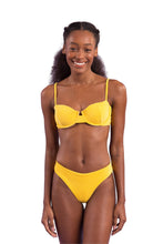 Load image into Gallery viewer, Model Front: Rio De Sol Top Top Malibu-Yellow Balconet
