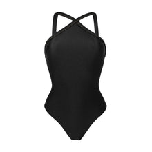 Load image into Gallery viewer, Product Front: Rio De Sol One-Piece Shimmer-Black High-Neck
