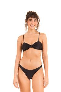 Model Front: Rio De Sol Top Top Shimmer-Black Bandeau-Joy