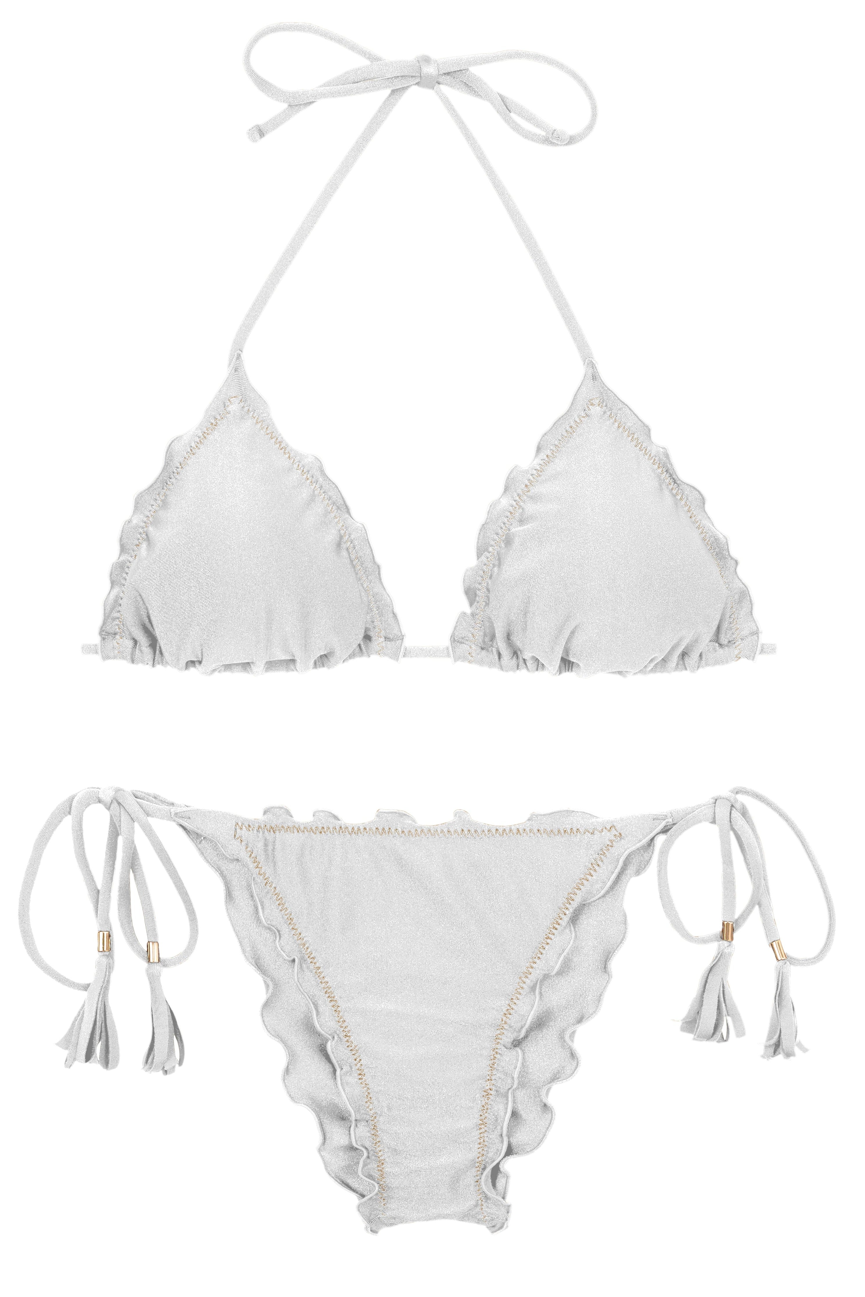 Rio de Sol Bottom Shimmer-White Nice-Fio - Bright Print Swimwear